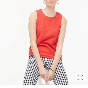 J Crew textured tank top with scalloped trim